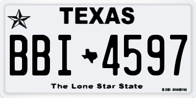 TX license plate BBI4597