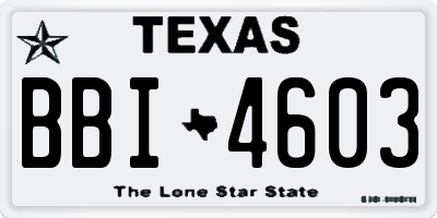 TX license plate BBI4603