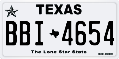 TX license plate BBI4654