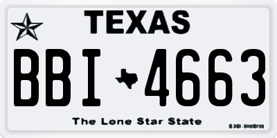 TX license plate BBI4663