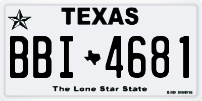 TX license plate BBI4681