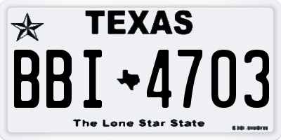 TX license plate BBI4703