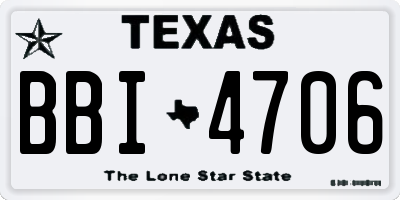 TX license plate BBI4706
