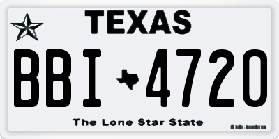 TX license plate BBI4720