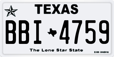 TX license plate BBI4759