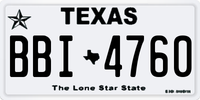 TX license plate BBI4760
