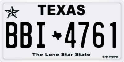 TX license plate BBI4761