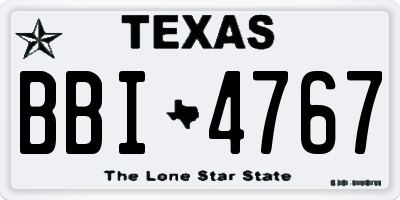 TX license plate BBI4767