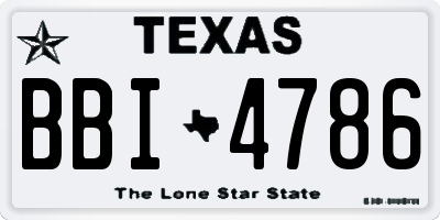 TX license plate BBI4786