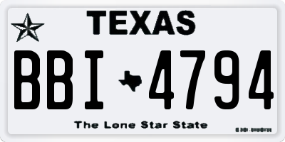 TX license plate BBI4794