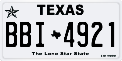 TX license plate BBI4921