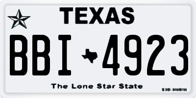 TX license plate BBI4923