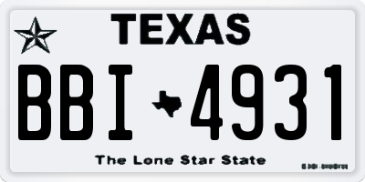 TX license plate BBI4931