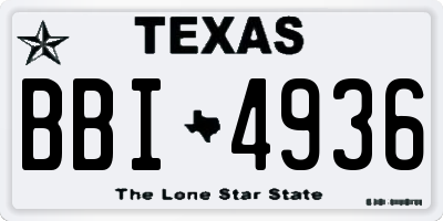 TX license plate BBI4936