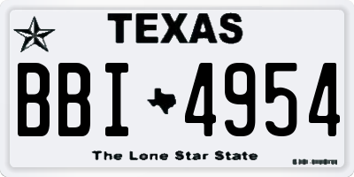 TX license plate BBI4954