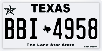 TX license plate BBI4958