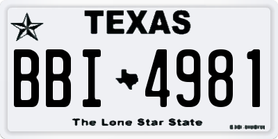 TX license plate BBI4981