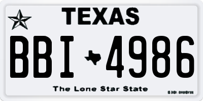 TX license plate BBI4986