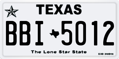 TX license plate BBI5012