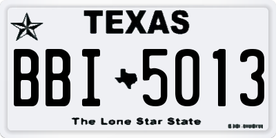 TX license plate BBI5013