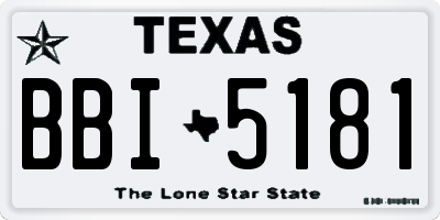TX license plate BBI5181