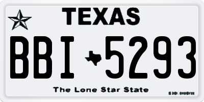 TX license plate BBI5293