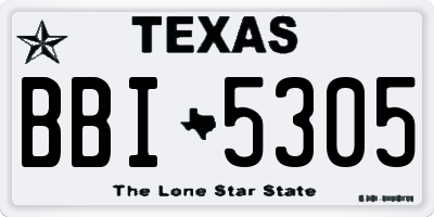 TX license plate BBI5305