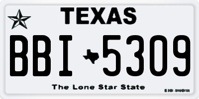 TX license plate BBI5309