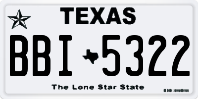 TX license plate BBI5322