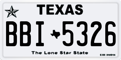 TX license plate BBI5326
