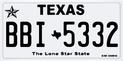 TX license plate BBI5332