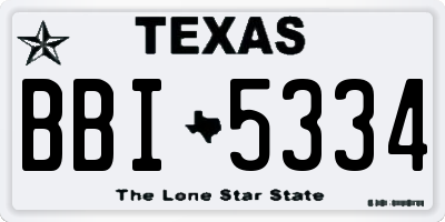 TX license plate BBI5334