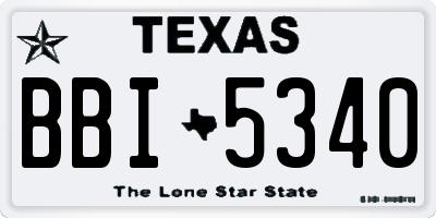 TX license plate BBI5340