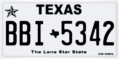 TX license plate BBI5342