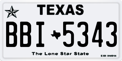 TX license plate BBI5343