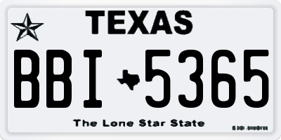 TX license plate BBI5365