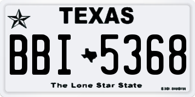 TX license plate BBI5368