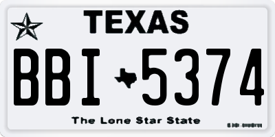 TX license plate BBI5374