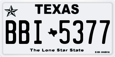 TX license plate BBI5377