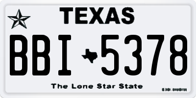 TX license plate BBI5378