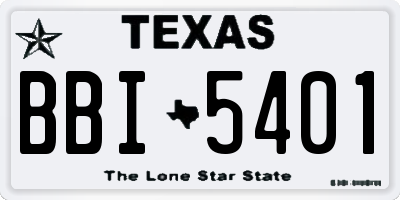 TX license plate BBI5401