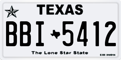 TX license plate BBI5412