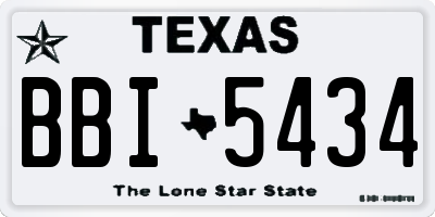 TX license plate BBI5434