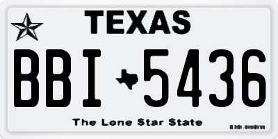TX license plate BBI5436