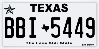 TX license plate BBI5449