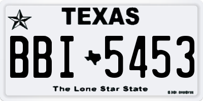 TX license plate BBI5453