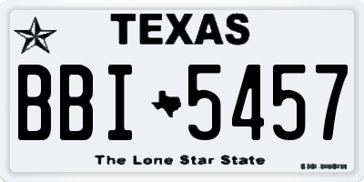 TX license plate BBI5457