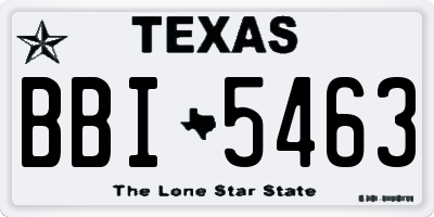 TX license plate BBI5463