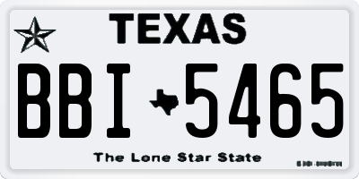 TX license plate BBI5465
