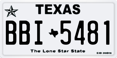 TX license plate BBI5481